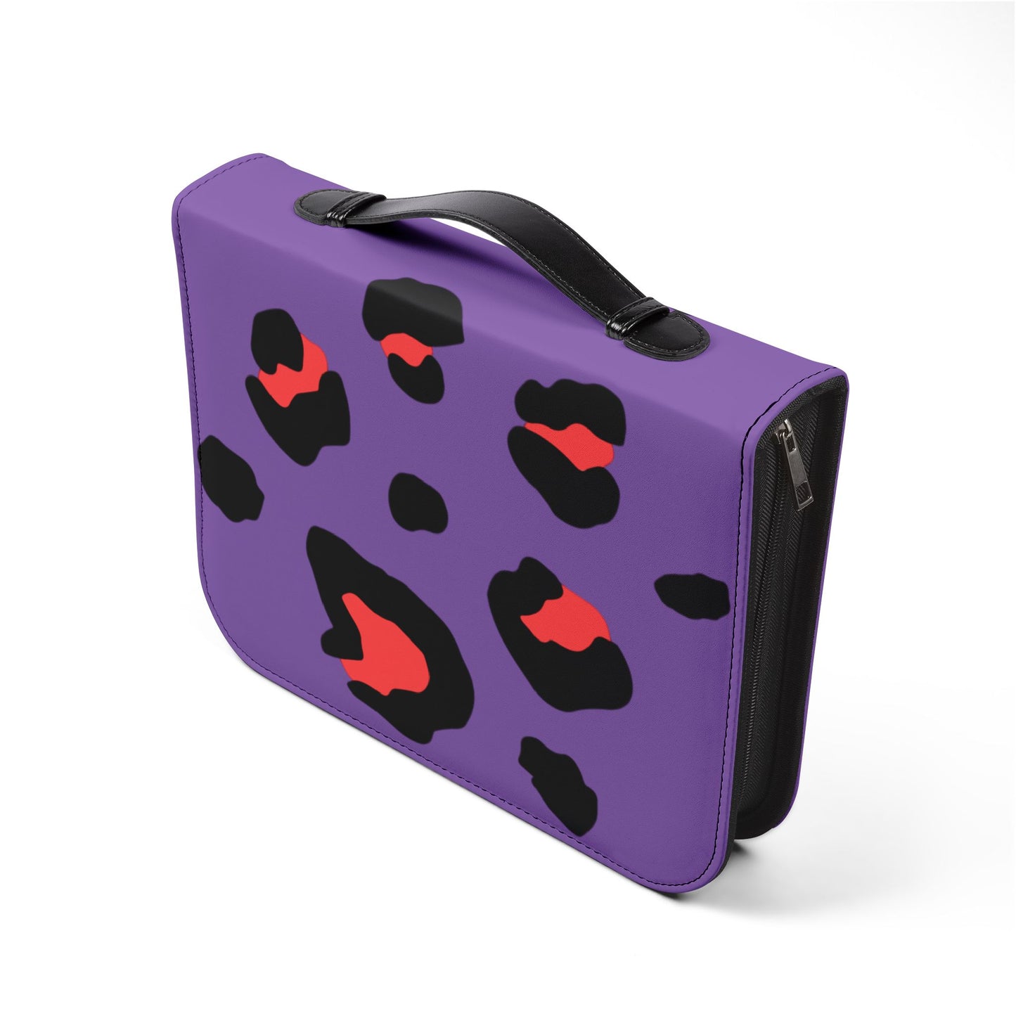 Bible Cover — Light Purple & Pink Leopard Cross Zippered Bible Case