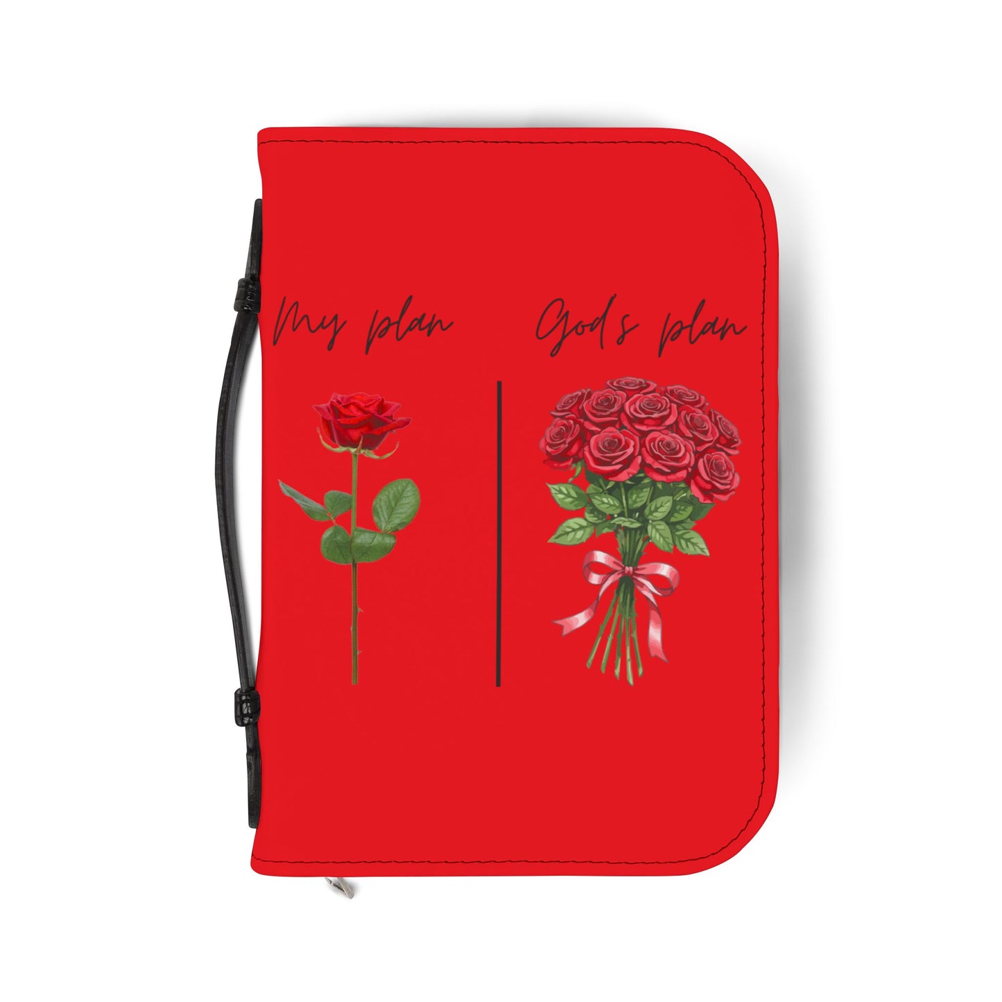 Bible Cover —Red "God’s plan" Zippered Bible Case