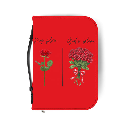 Bible Cover —Red "God’s plan" Zippered Bible Case