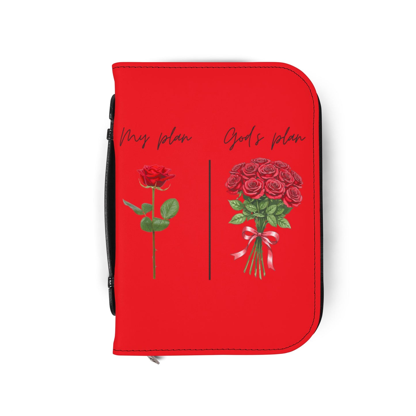 Bible Cover —Red "God’s plan" Zippered Bible Case